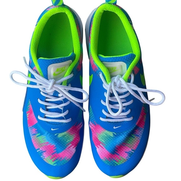 Nike Air Max Thea Print (Kids), Phat Blue/Electric Green-White-Pink Blast 5.5Y - Picture 10 of 10